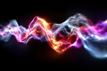 Poster - Colorful abstract energy wave illuminating the dark background in vibrant hues