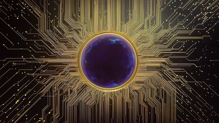 Poster - A glowing circuit grid resembling a lunar eclipse