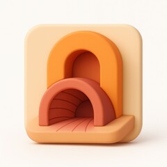 Poster - Abstract 3D Render of Pastel Orange and Beige Arches