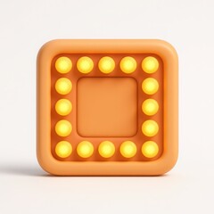 Poster - Orange Square with Glowing Yellow Lights 3D Render