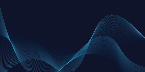 Poster - Blue abstract background with flowing particles. dark blue Digital glowing futuristic technology concept background. Dynamic waves use for business, corporate, poster, template, vector, illustration
