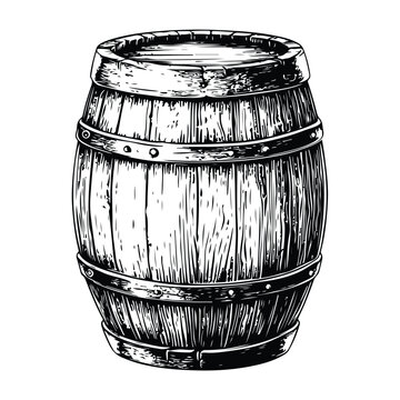 A black and white drawing, a Wooden barre, a vintage woodcut style drawing, a vector illustration, Silhouette