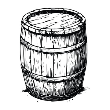 A black and white drawing, a Wooden barre, a vintage woodcut style drawing, a vector illustration Silhouette