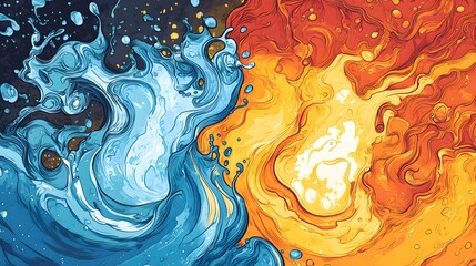 Poster - Abstract art with contrasting colors depicting opposing forces.