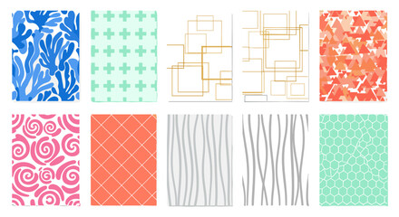 Poster - Ten colorful patterned rectangles arranged in two rows with different designs and color schemes