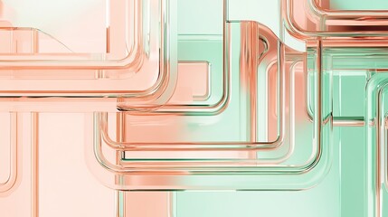 Poster - A soft glowing circuit composition of diffused mint-green and pastel pink hues
