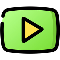 Poster - Digital media player icon with a vibrant green background and play button