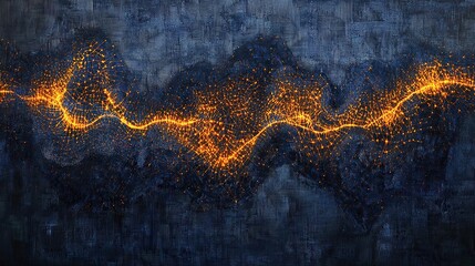 Poster - A vast and dense grid-like circuit highlighted in orange and deep blue