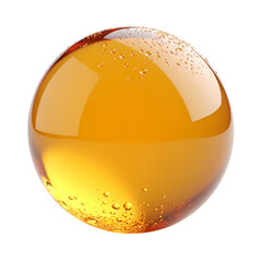 Poster - A glossy golden sphere with water droplets    close up view isolated on transparent background