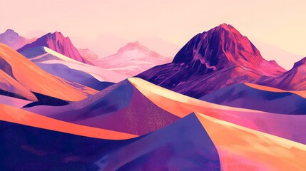 Poster - Colorful mountains and dunes in a vibrant landscape.