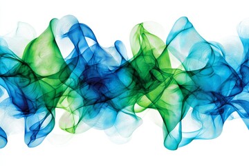 Poster - Abstract Blue and Green Swirls - Abstract of flowing blue and green swirls on a white background. Perfect for design projects needing a modern, vibrant feel