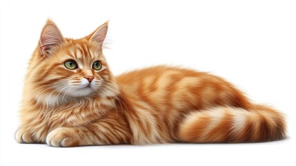  Orange cat, lying, fluffy, profile view