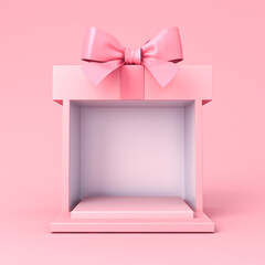Aufkleber - Blank squares podium pedestal in sweet exhibition booth gift box product display mockup showcase stand with pink pastel color ribbon bow isolated on light pink background minimal concepts 3D rendering