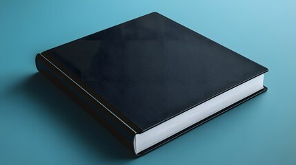 Poster - A dark-colored book lies on a teal surface.