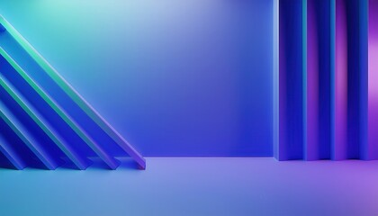 Aufkleber - minimalist 3d violet display frame with soft neon lighting on gradient blue background for modern web design, product mockup, digital branding, or abstract visual art composition

