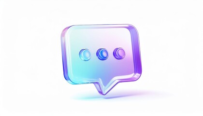 Poster - 3d translucent chat bubble icon with purple and blue gradient gloss, symbolizing digital conversation and messaging, ideal for ui design, branding, mobile app interface, or tech promo

