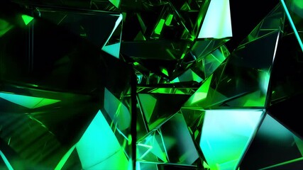 Poster - Stylish background with a polygonal crystal shape. A 3D abstraction of a geometric jewelry surface. Scenes with Spectrum color reflection crystals in the background.