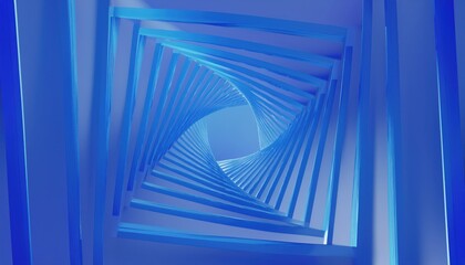 Poster - abstract blue tunnel with geometric light reflections and futuristic symmetry, ideal for website background, technology branding, digital design, and corporate presentation visual

