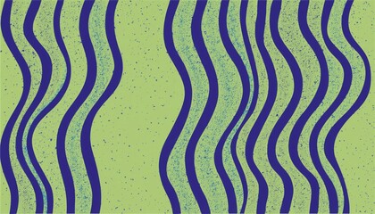 Poster -  vibrant wavy navy blue lines on speckled lime green background with retro pop art texture for abstract wallpaper, print media, poster design, fabric pattern, or digital branding element