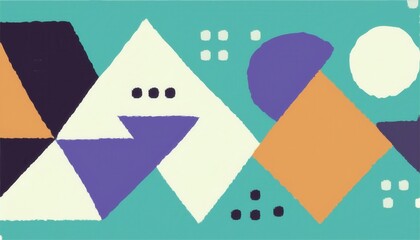 Poster -  abstract teal background with bold geometric shapes in white, orange, gray, and deep violet for web design, branding, banner, poster, or modern print media use