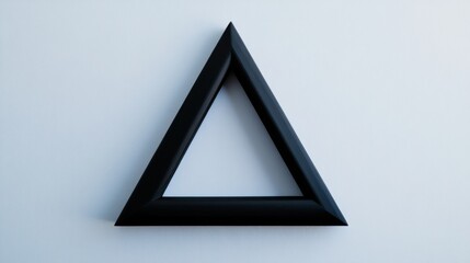 Poster - A black triangular frame is positioned against a light-colored wall, emphasizing minimalist design principles. The geometric shape creates an interesting focal point in the space.