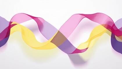Poster -  vibrant translucent ribbon wave pattern in pink yellow and purple for dynamic abstract backgrounds web design and modern branding
