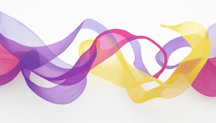 Poster -  vibrant translucent ribbon wave pattern in pink yellow and purple for dynamic abstract backgrounds web design and modern branding