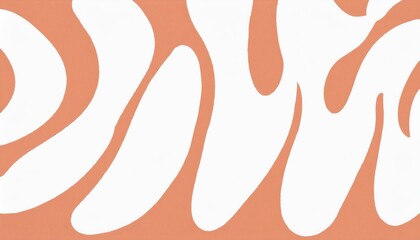 Poster -  minimalistic orange and white wavy abstract wall art texture, modern organic shapes for branding, print media, web design, stylish interior decor