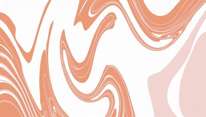 Poster -  minimalistic orange and white wavy abstract wall art texture, modern organic shapes for branding, print media, web design, stylish interior decor
