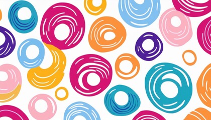 Aufkleber - vibrant abstract circle pattern with colorful concentric rings on white background for playful branding, children’s product, web design, or modern textile print

