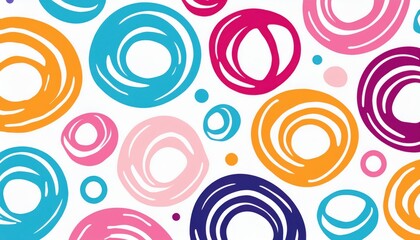 Aufkleber - vibrant abstract circle pattern with colorful concentric rings on white background for playful branding, children’s product, web design, or modern textile print

