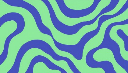 Aufkleber - abstract blue wave lines on pastel green background for modern branding, web design, print media, and textile pattern use with bold organic curves and vibrant color contrast

