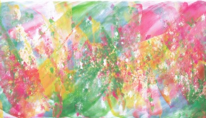 Aufkleber - vibrant pastel abstract texture with pink, green, yellow, and blue brush strokes and grunge overlays for web design, textile pattern, branding background, or modern print media graphic

