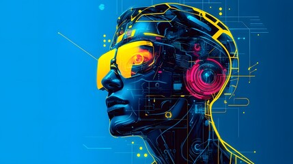 Poster - Close-up profile view of a futuristic cybernetic head.