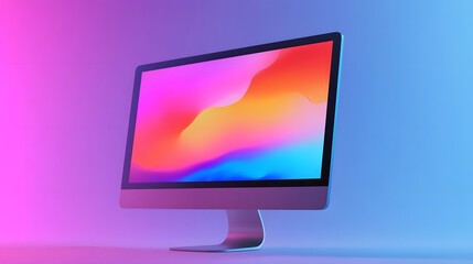 Poster - Colorful computer monitor against a vibrant gradient background.