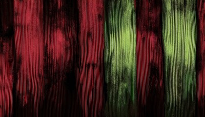Aufkleber - vertical wood grain texture in distressed red, green, and black hues with vintage painted effect for rustic web background, print poster, retro branding, or artistic packaging design

