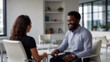 © Minar Aslanova - Business people working together in modern office. Blurred background with copy space. Created using generative AI tools