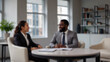 © Minar Aslanova - Business people working together in modern office. Blurred background with copy space. Created using generative AI tools