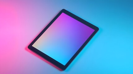 Poster - A modern tablet computer displayed on a vibrant, two-tone background.