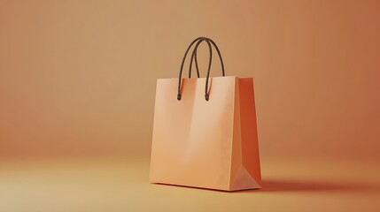 Poster - Orange shopping bag on a plain background.