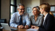 © Minar Aslanova - Business people working together in modern office. Blurred background with copy space. Created using generative AI tools