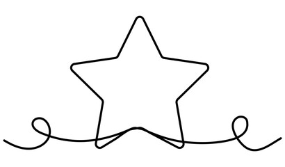 Poster - Star shape continuous line drawing. Vector illustration isolated on white.