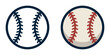 © Burbuzin - Vector illustration of baseball icon with red stitching detail.