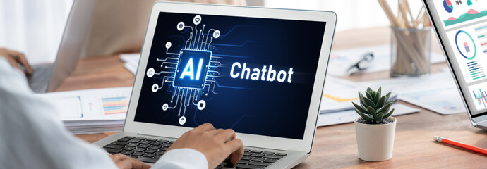 Fototapete - Generative AI virtual assistant tools for prompt engineer and user for ease of engage artificial intelligence AI technology help people to work with generative AI functions by prompting the AI brisk