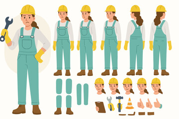 Poster - Vector cartoon illustration of a business work team, a group of people, or office workers