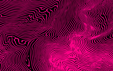 Aufkleber - Vector illustration of wavy neon pink lines on black, creating a hypnotic, surreal pattern in modern digital op art style. This bold, rave-inspired aesthetic is popular in today’s visuals.
