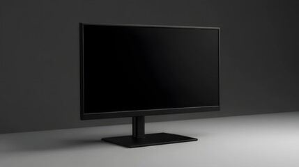 Poster - Black computer monitor on a light gray surface.