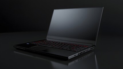Poster - Modern laptop computer on a dark surface.