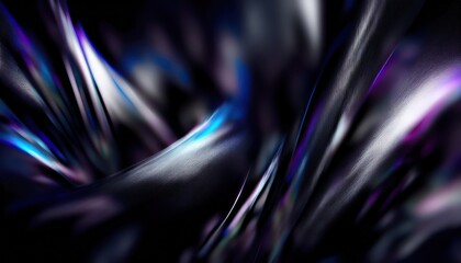 Poster - metallic wave texture with iridescent neon highlights and fluid folds for abstract web design, luxury branding, or futuristic print media background

