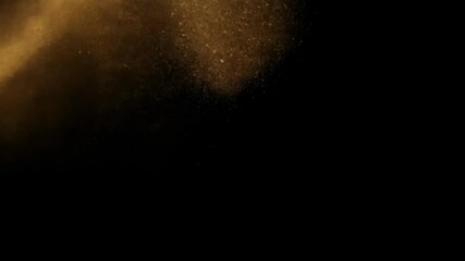 Poster - Abstract dynamic cloud of dust particles dispersing against black background in explosion